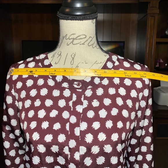 ANN TAYLOR  Womens Small Long or 3/4 Sleeve Buttoned Blouse Burgundy - Picture 4 of 6